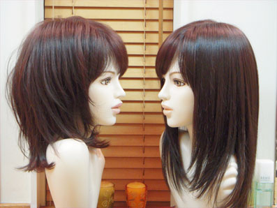 医療用ウィッグ ミックス毛 ミディアムレイヤー&ストレートロング横向き